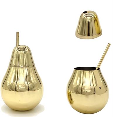 Mug pera acciaio dorato ml. 425