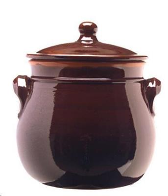 Pentola terracotta bombata con coperchio cm.18 bruna   PR11BR