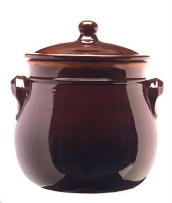 Pentola terracotta bombata con coperchio cm.20 bruna  PR11BR20