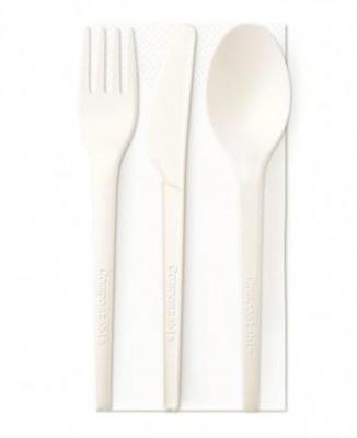 Tris posate con tovagliolo.33x33 P/8 Byo Cpla gr.19 pz.50   560006