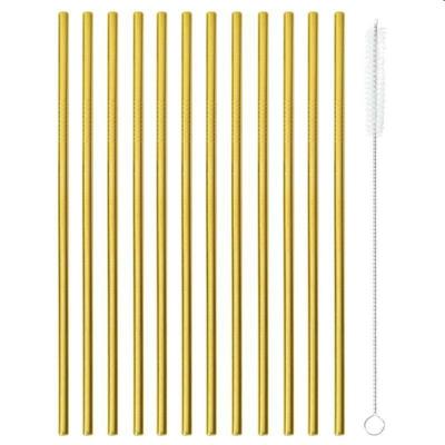 Cannucce dritte inox L.21,5cm 12pz PVD Oro con scovolino   41490G00