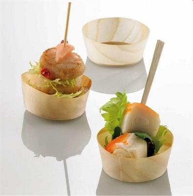 Vaschetta fingerfood legno d.5,0cm pz.100 h.2,0cm  S0044