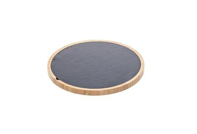 Vassoio in bamboo e ardesia d.27cm h.1,7cm  S4016