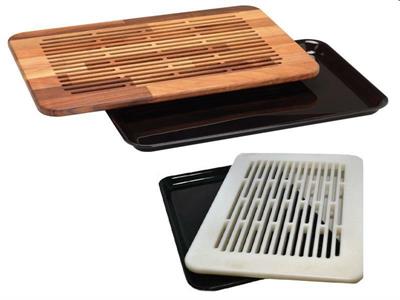 Tagliere pane legno faggio cm.50x40x3,2h vassoio+tappetino  TLPAN5040
