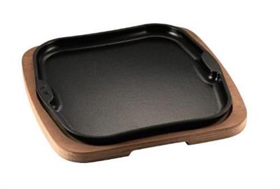 Piatto a servire ghisa smaltata quadro cm.25 vassoio legno  04850250GCV