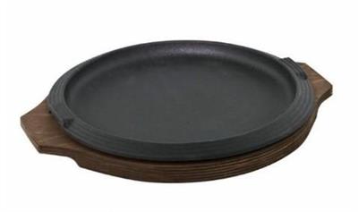 Piatto a servire ghisa smaltata d.21,0cm con vassoio legno  04800250GCV