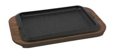 Piatto a servire cm.30x22 ghisa con vassoio legno multistr. 04840300GCV