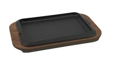 Piatto a servire rett. 30x22 ghisa S. c/vass.legno 0484MB30GCV