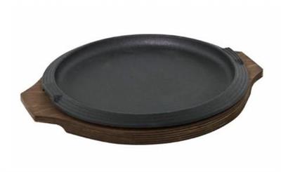 Piatto a servire ghisa smaltata con vassoio legno cm.25  0480MB25GCV