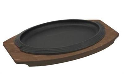 Piatto a servire ghisa ovale cm.28x19 vassoio legno  0482MB28GCV