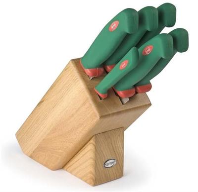 Ceppo Gourmet legno rovere completo di 6 coltelli Premana  941606