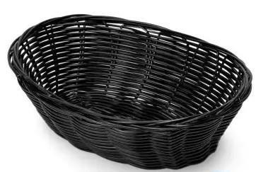 Cestino in poly-rattan ovale cm.24x16x8h colore nero 9081