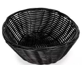 Cestino in poly-rattan tondo d.22cm h.8cm colore nero  9083