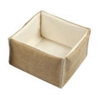 Cestino pane quadrato cm.14x14x8h juta interno beige   AVARI202