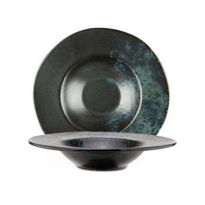 Piatto pasta bowl Phobos nero puntinato blu d.28,5cm  LPHO019NB006285