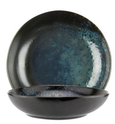 Ciotola rotonda Phobos nero puntinato blu d.28,0cm LPHO019NB264280