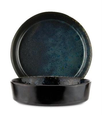 Piatto fondo Phobos nero puntinato blu d.18cm LPHO019NB004180