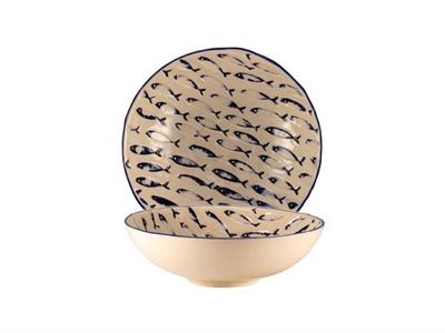 Ciotola rotonda bianco blu d.19x6h. Thalassios LTHA034BB264190