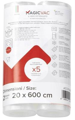 Buste 2 rotoli sottovuoto esterno cm.20x600 cottura+85°Cx8h ACO1066