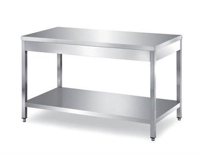 Tavolo inox cm.200x70x85h con ripiano di fondo