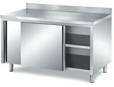 Tavolo inox armadiato cm.130x70x85h.con ripiano intermedio